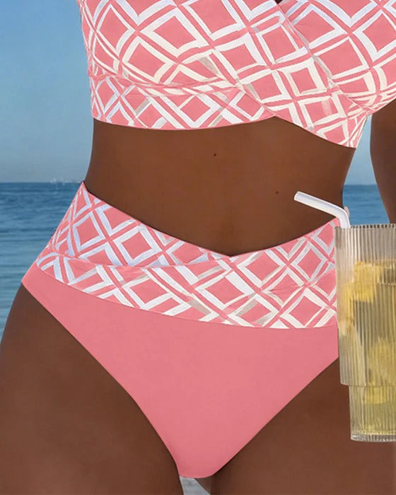 Luxe Diamond™ | Bikini Geométrico de Corte Alto