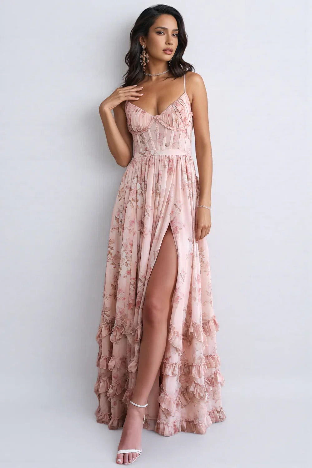 Violetta™ | Vestido Fluido con Abertura y Volantes Románticos