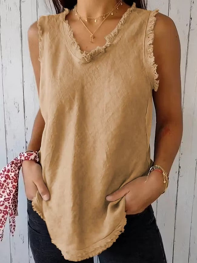 Terra Linen™ | Top de escote en V con acabado natural