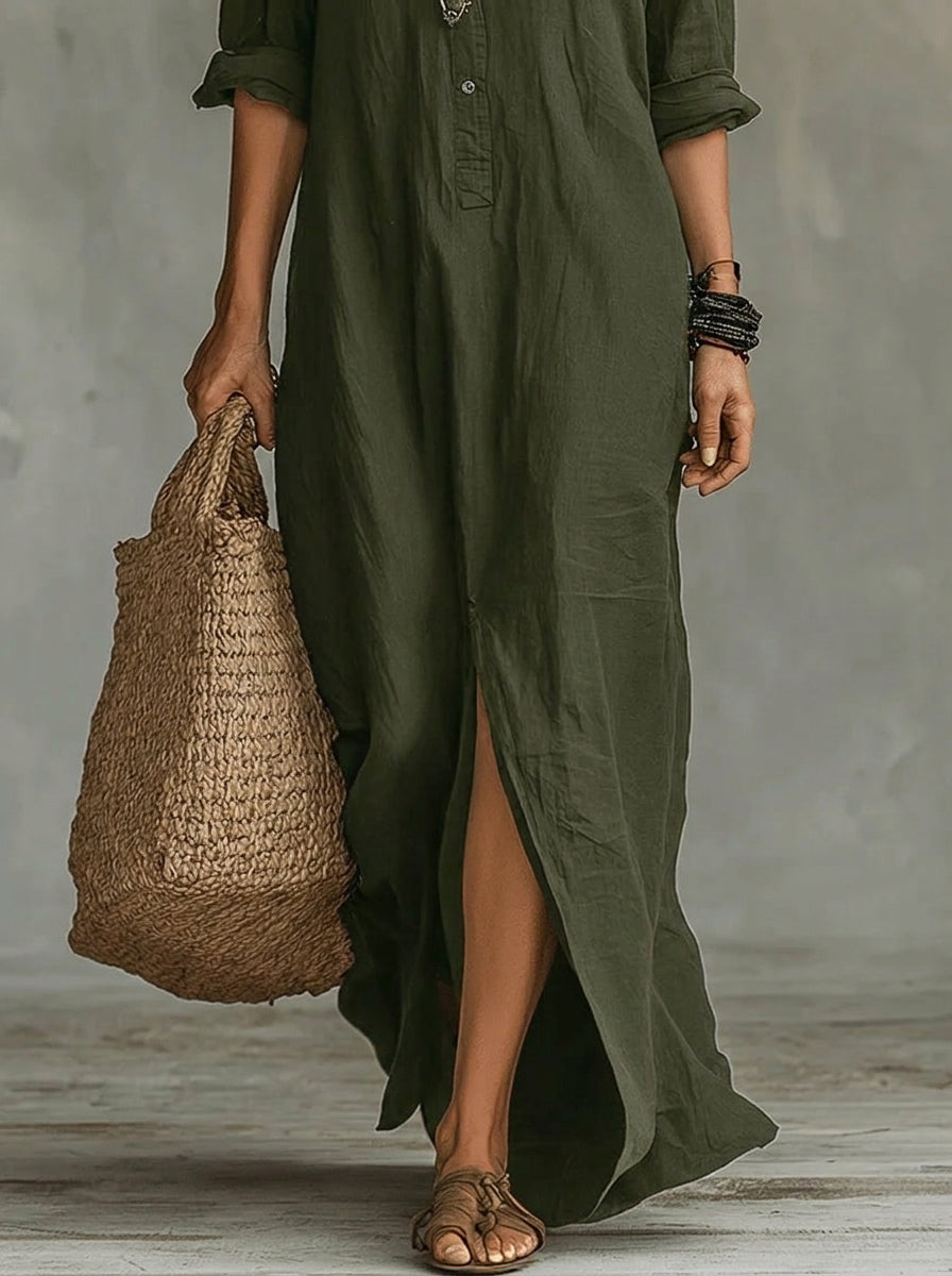 Soline™ | Vestido camisero largo