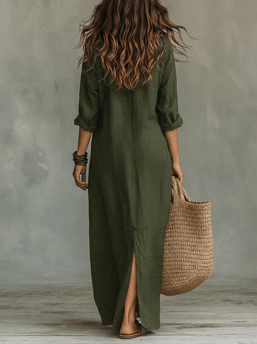 Soline™ | Vestido camisero largo