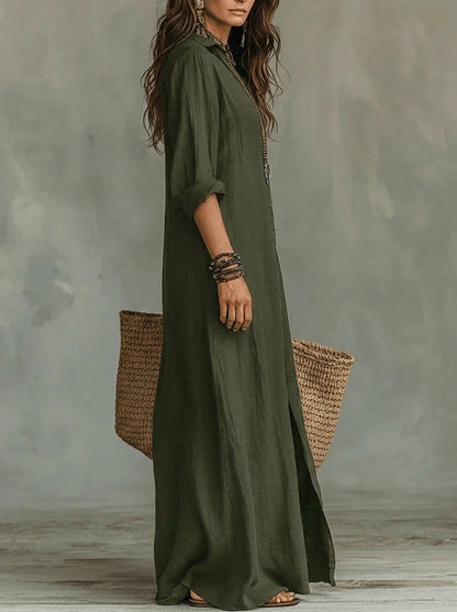 Soline™ | Vestido camisero largo