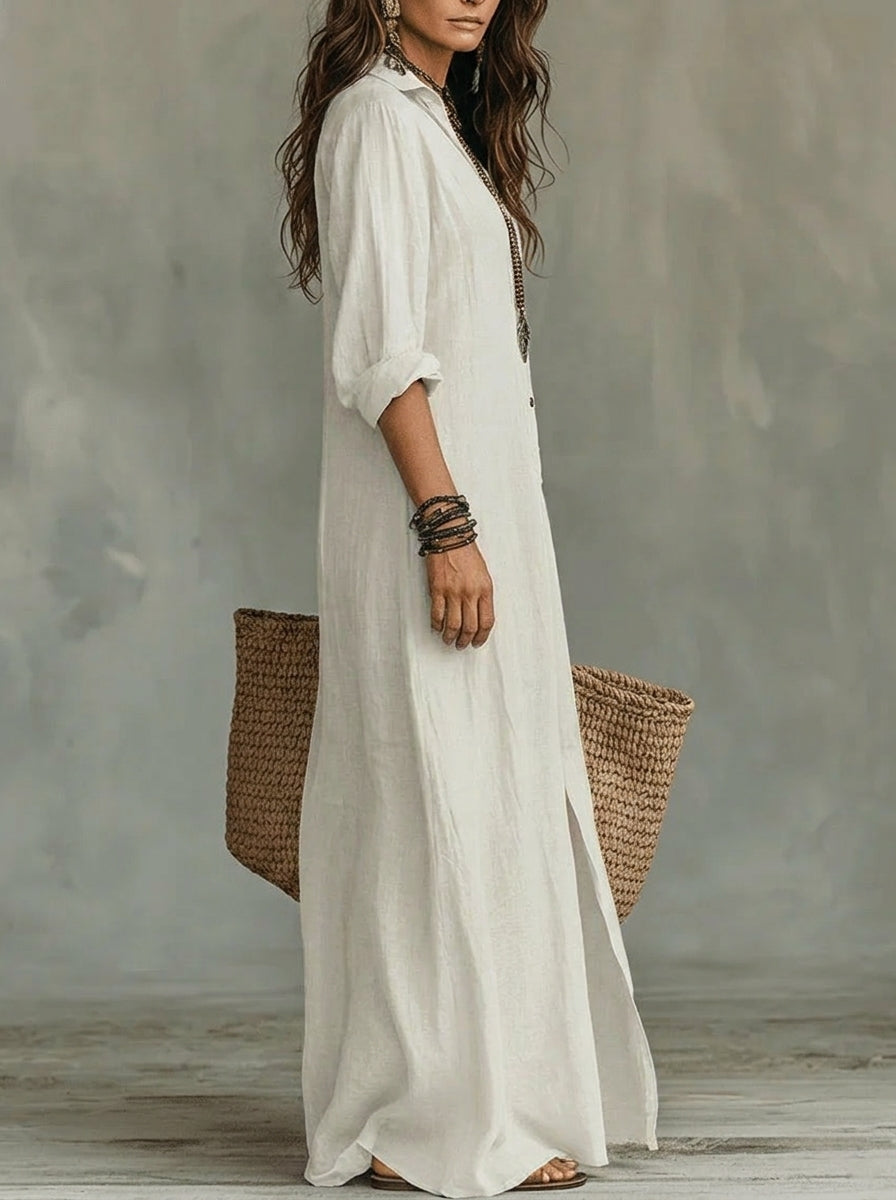 Soline™ | Vestido camisero largo