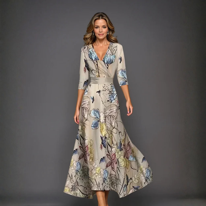 VESTIDO ELEGANTE CON ESTAMPADO FLORAL