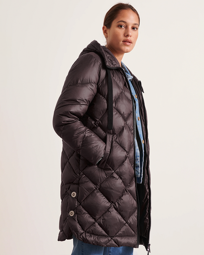 CHAQUETA ACOLCHADA LARGA DE MUJER CON CAPUCHA