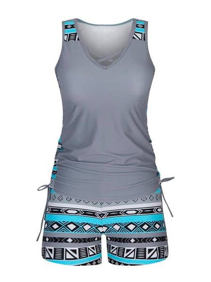 Aqua Costera Print™ | Tankini Geométrico Premium