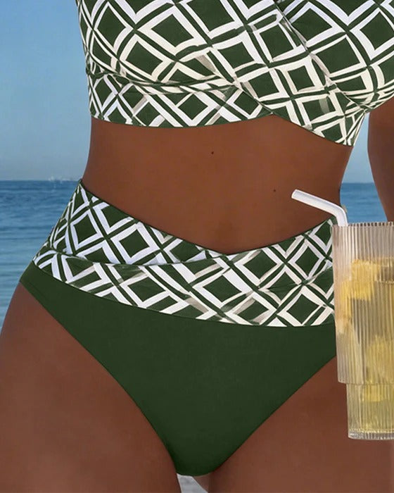 Luxe Diamond™ | Bikini Geométrico de Corte Alto