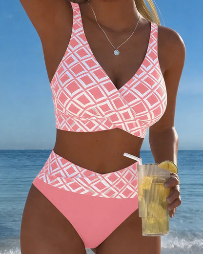 Luxe Diamond™ | Bikini Geométrico de Corte Alto