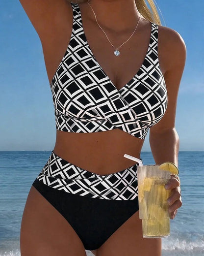 Luxe Diamond™ | Bikini Geométrico de Corte Alto