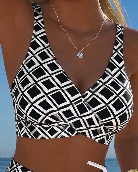 Luxe Diamond™ | Bikini Geométrico de Corte Alto