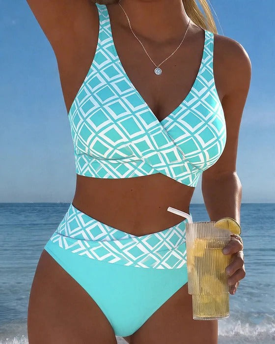 Luxe Diamond™ | Bikini Geométrico de Corte Alto