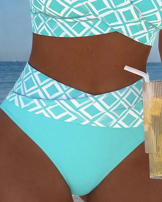 Luxe Diamond™ | Bikini Geométrico de Corte Alto