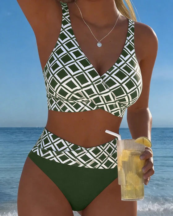 Luxe Diamond™ | Bikini Geométrico de Corte Alto
