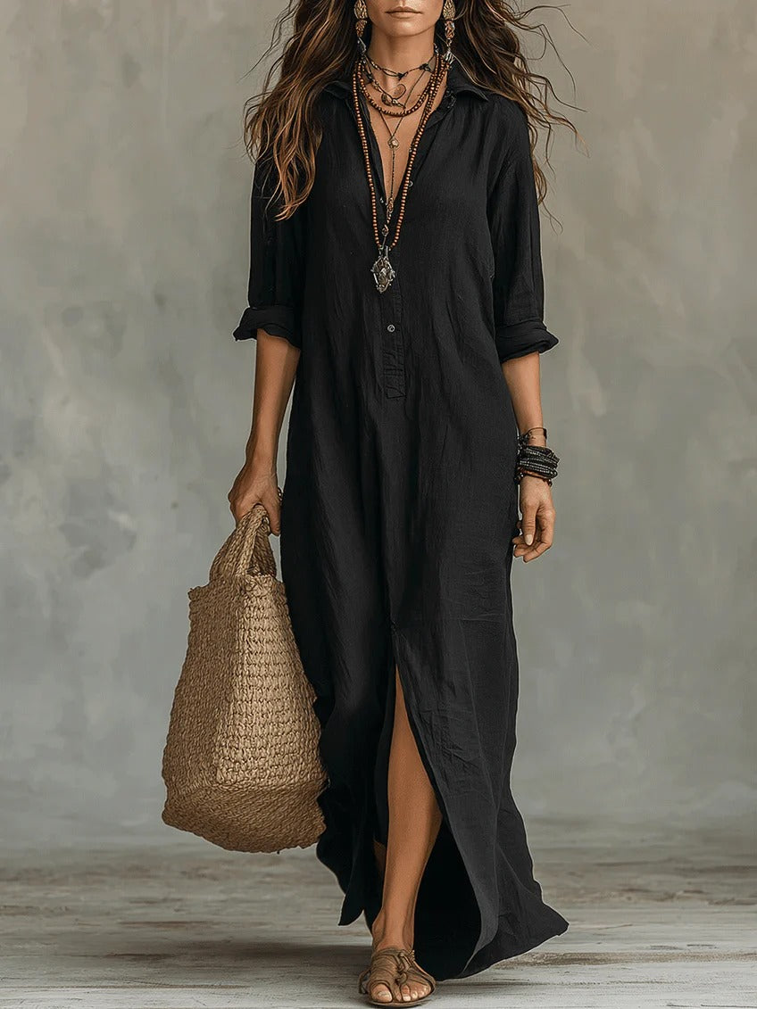 Soline™ | Vestido camisero largo
