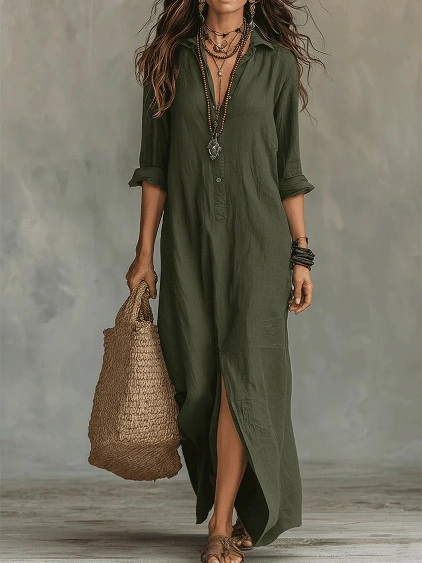 Soline™ | Vestido camisero largo