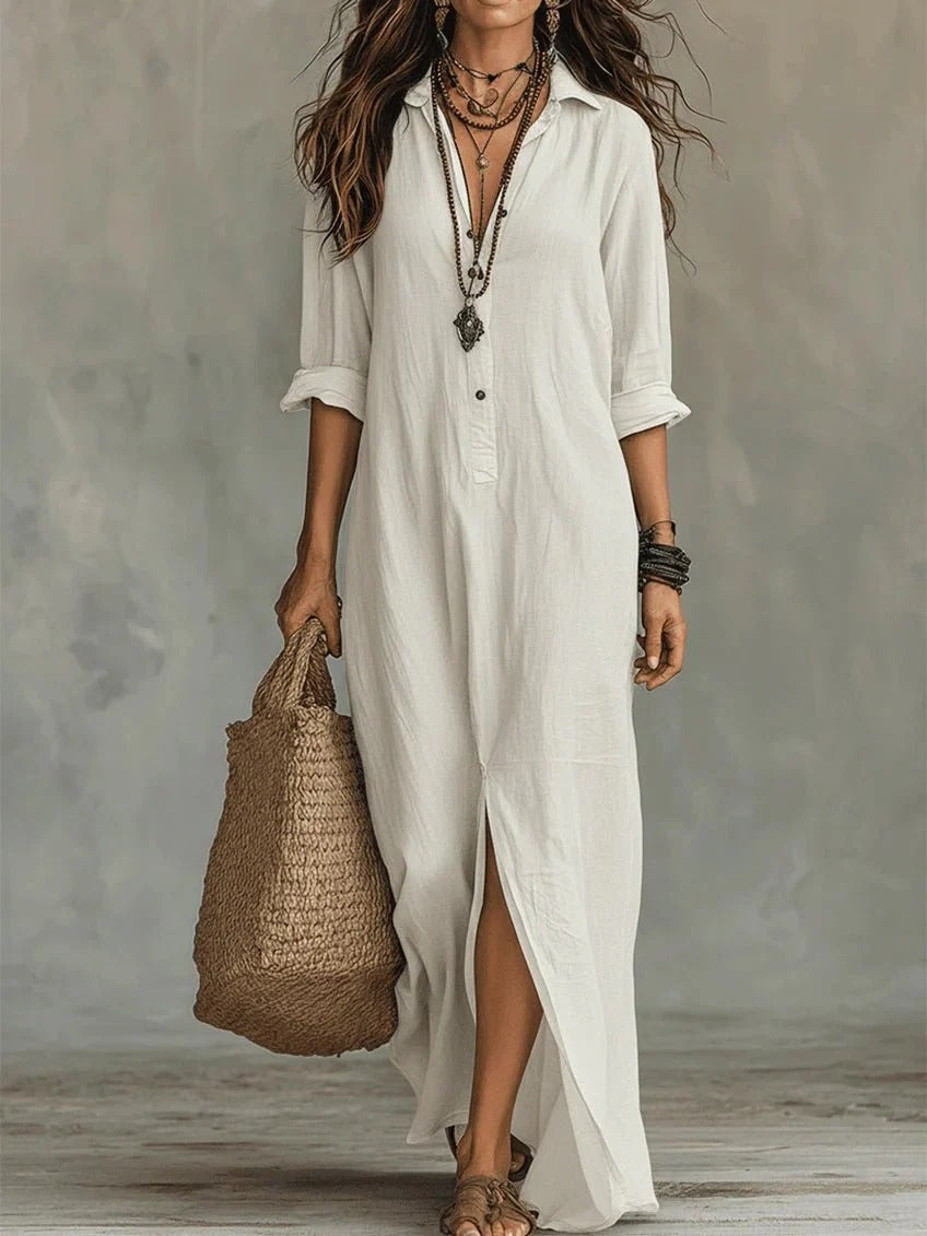 Soline™ | Vestido camisero largo