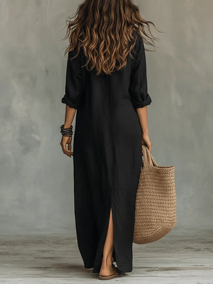 Soline™ | Vestido camisero largo