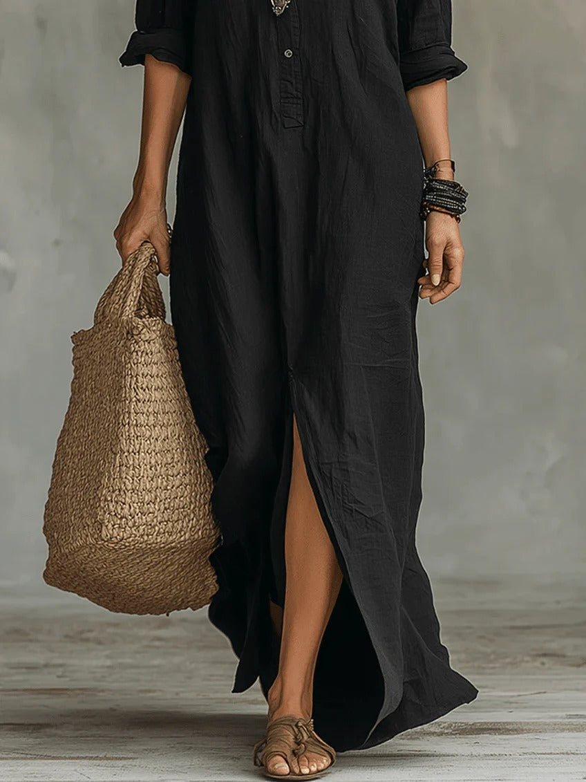 Soline™ | Vestido camisero largo