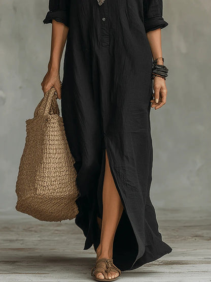 Soline™ | Vestido camisero largo