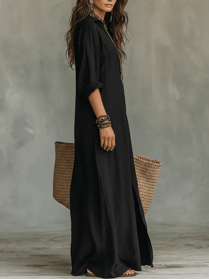 Soline™ | Vestido camisero largo