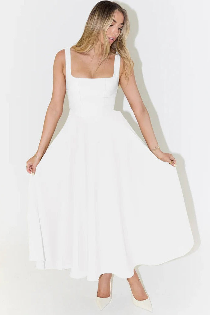 Aura Grace™ | Vestido de Cintura Marcada y Vuelo