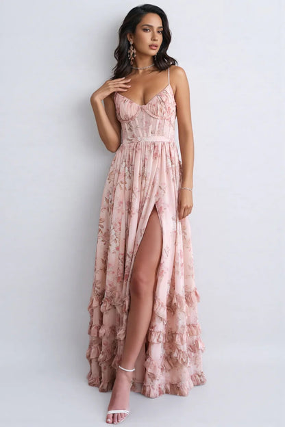 Violetta™ | Vestido Fluido con Abertura y Volantes Románticos