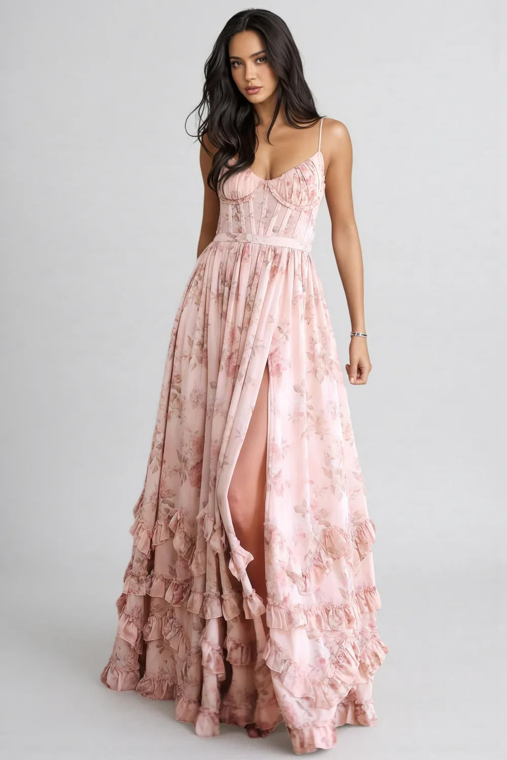 Violetta™ | Vestido Fluido con Abertura y Volantes Románticos