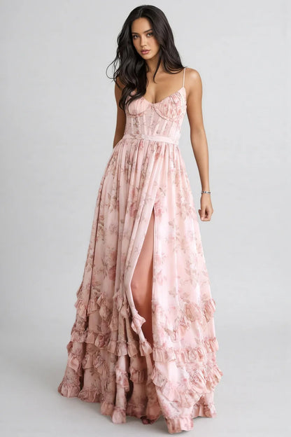 Violetta™ | Vestido Fluido con Abertura y Volantes Románticos