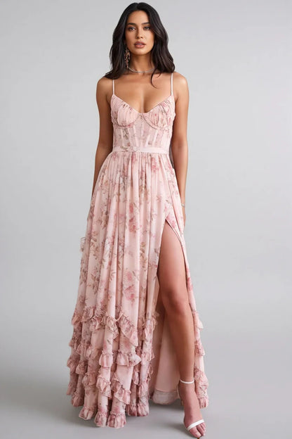 Violetta™ | Vestido Fluido con Abertura y Volantes Románticos