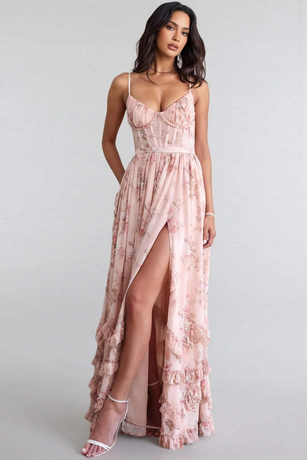Violetta™ | Vestido Fluido con Abertura y Volantes Románticos