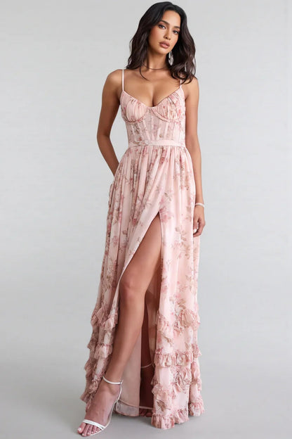 Violetta™ | Vestido Fluido con Abertura y Volantes Románticos