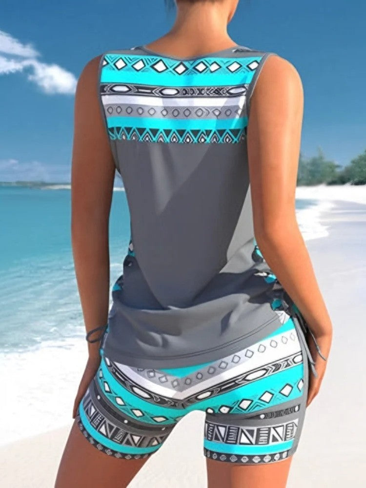 Aqua Costera Print™ | Tankini Geométrico Premium