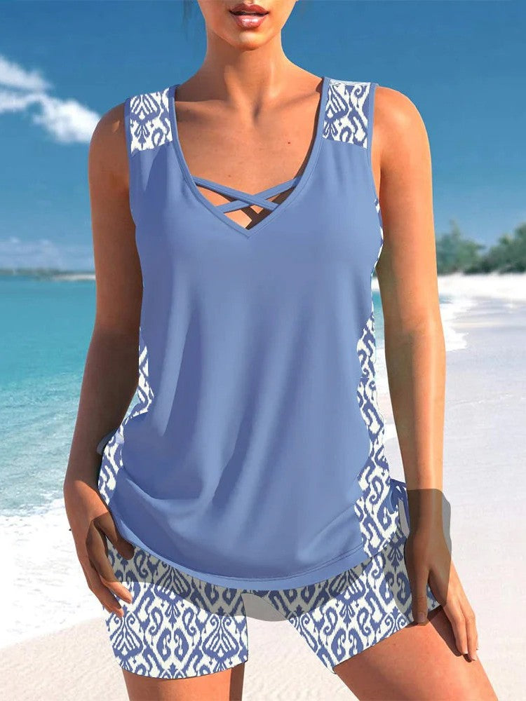 Aqua Costera Print™ | Tankini Geométrico Premium