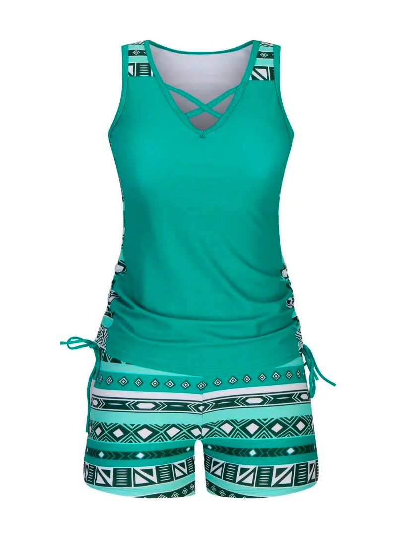 Aqua Costera Print™ | Tankini Geométrico Premium