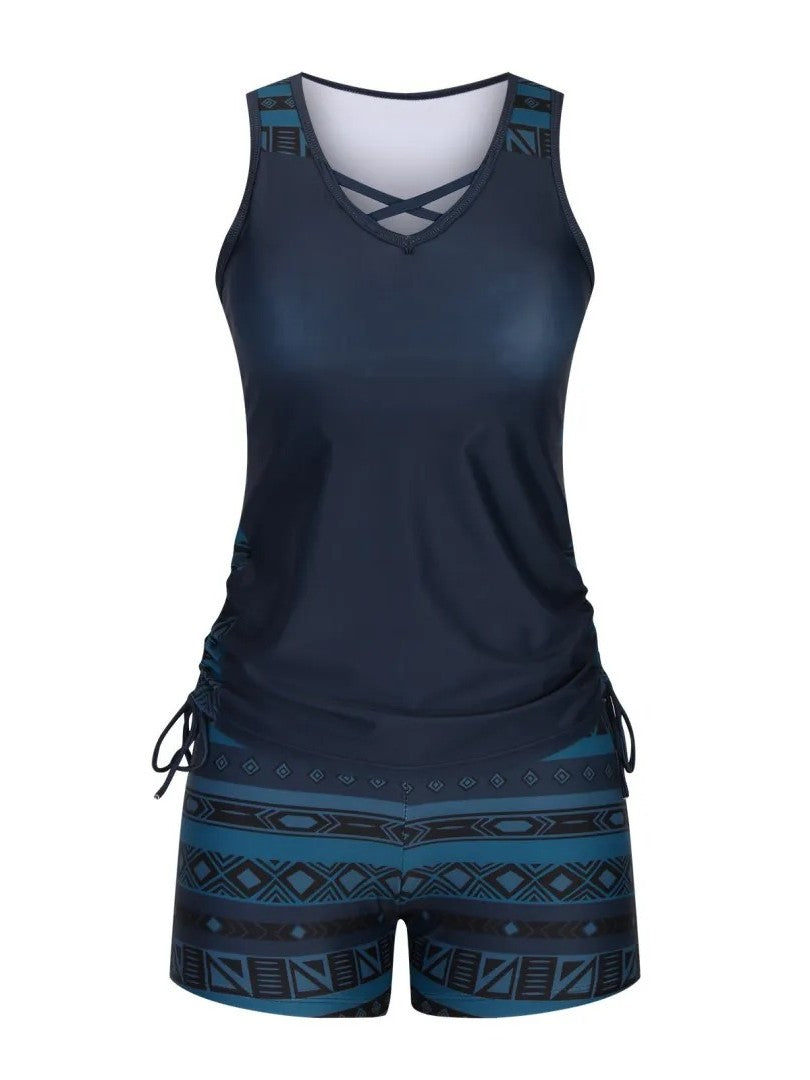 Aqua Costera Print™ | Tankini Geométrico Premium