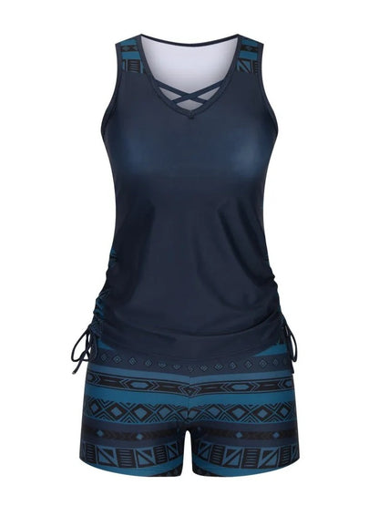 Aqua Costera Print™ | Tankini Geométrico Premium