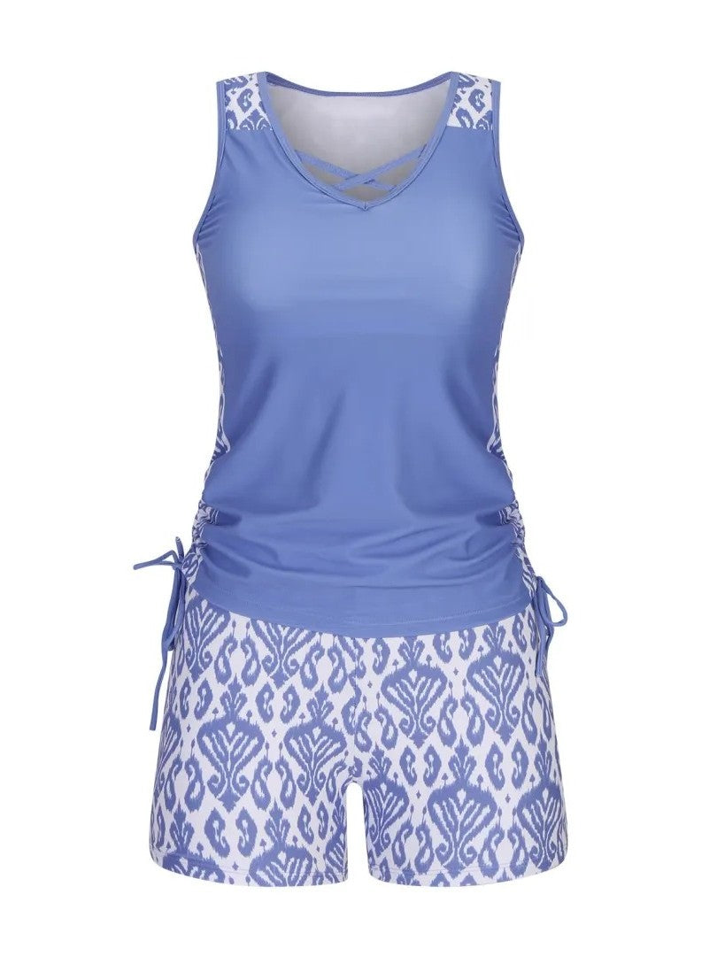 Aqua Costera Print™ | Tankini Geométrico Premium