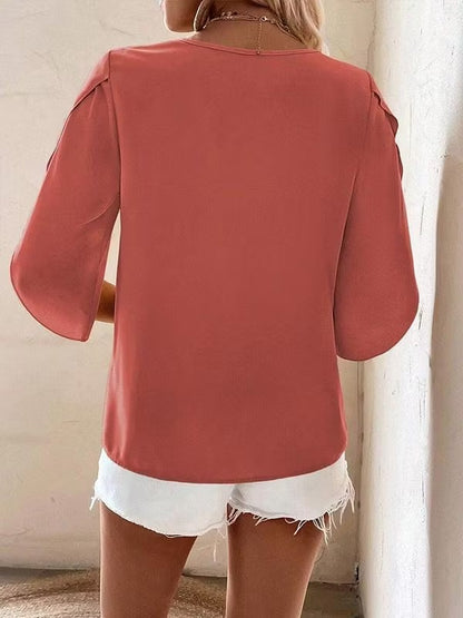 Luna Drape™ | Blusa de algodón con detalle floral en manga