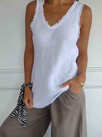 Terra Linen™ | Top de escote en V con acabado natural