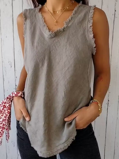 Terra Linen™ | Top de escote en V con acabado natural