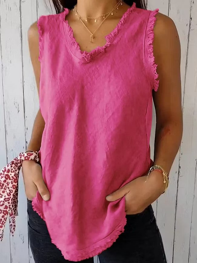 Terra Linen™ | Top de escote en V con acabado natural