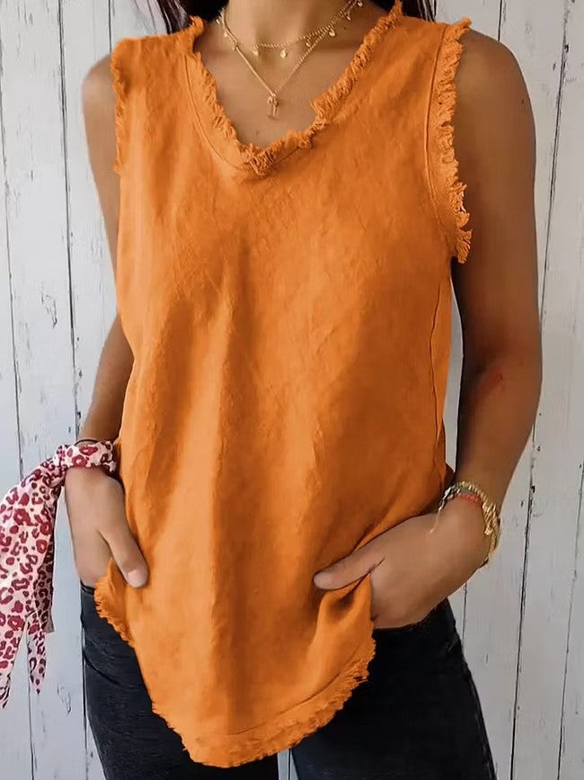Terra Linen™ | Top de escote en V con acabado natural