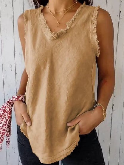 Terra Linen™ | Top de escote en V con acabado natural