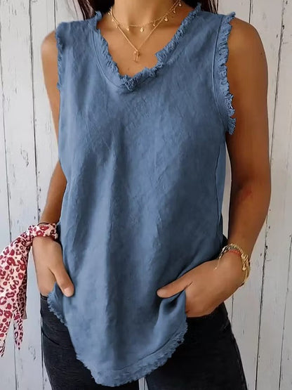 Terra Linen™ | Top de escote en V con acabado natural