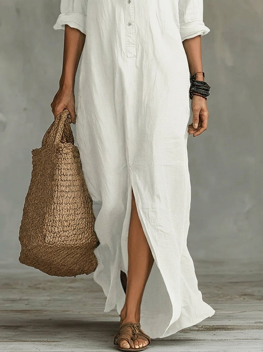 Soline™ | Vestido camisero largo