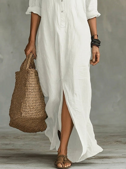 Soline™ | Vestido camisero largo