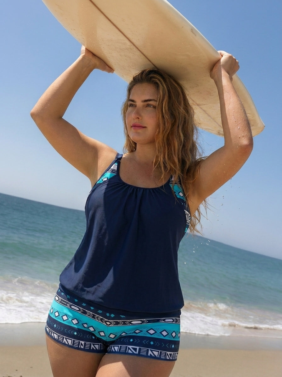 Aqua Geo™ | Tankini con Estampado con Cobertura Elegante