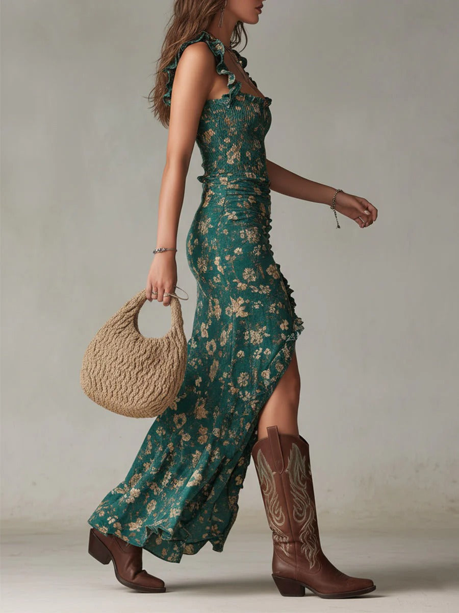 Zara | Vestido retro con mangas con volantes