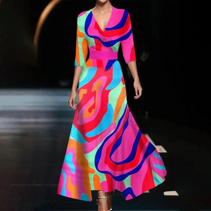 VESTIDO ELEGANTE CON ESTAMPADO FLORAL