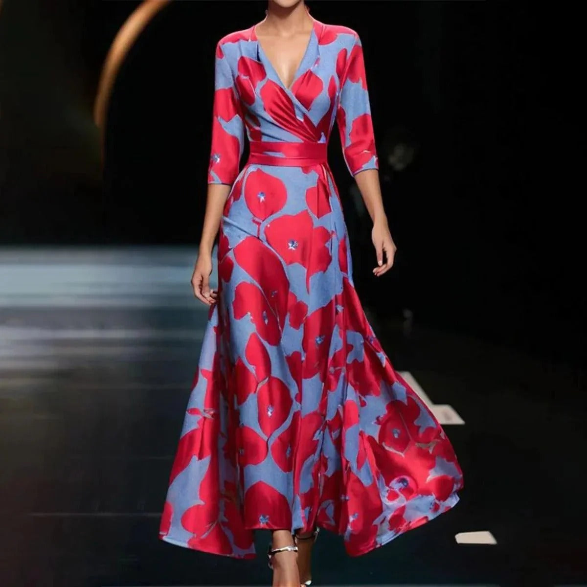 VESTIDO ELEGANTE CON ESTAMPADO FLORAL